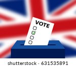 United Kingdom (UK) General Election 2017 Vector Illustration. Ballot Box for a UK General Election. General Election 8th June 2017 written on a British Union jack flag. United Kingdom vote.