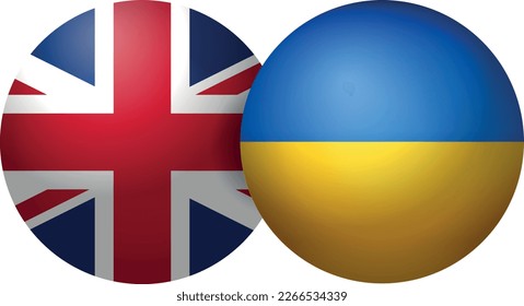 United Kingdom UK Great Britain union jack flag and ukrainian flag of Ukraine round icon button