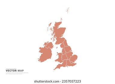 United Kingdom (UK) Map - abstract style orange isolated on white background for design vector.