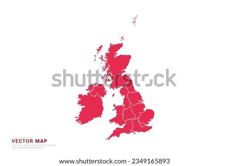 United Kingdom (UK) Map - abstract style red isolated on white background for infographic, design vector.