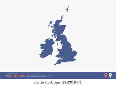 United Kingdom (UK) Map - blue abstract style isolated on white background for infographic, design vector.