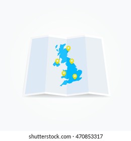 United Kingdom UK Map With Location Pins