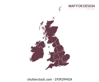 United Kingdom (UK) map on white background vector illustration.