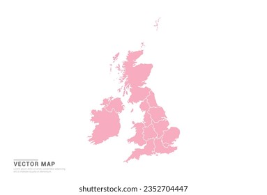 United Kingdom (UK) Map - Pink abstract style isolated on white background for infographic, design vector.