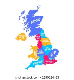 United kingdom UK Regions Map Vector Illustration