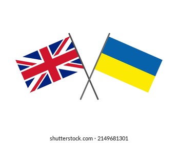 United Kingdom and Ukraine flags crossed. A symbol of friendship and support. Stand with Ukraine.