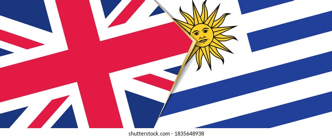 United Kingdom and Uruguay flags, two vector flags symbol of relationship or confrontation.