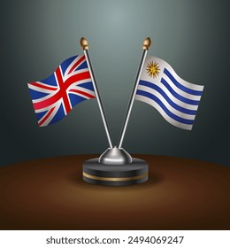 United Kingdom and Uruguay table flags mark the relationship on a gradient background