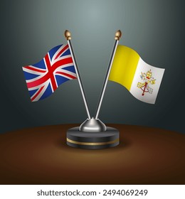 United Kingdom and Vatican City table flags mark the relationship on a gradient background