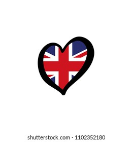 United Kingdom Vector Flag Inside heart shape graphic element Illustration template design
