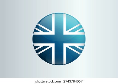 United Kingdom vector flag sign. Blue great Britain glossy illustration for business, politics, project, sport event, travel, concept, web design, badge. Isolated British circle symbol