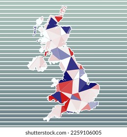 United Kingdom vector illustration. United Kingdom design on gradient stripes background. Technology, internet, network, telecommunication concept. Stylish vector illustration.
