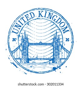 United Kingdom vector logo design template. Shabby stamp or England, London icon