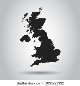 United Kingdom Vector Map. Black Icon On White Background.