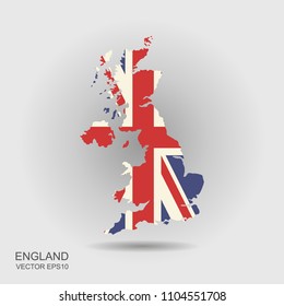 United Kingdom vector map with the flag inside.