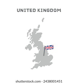 United Kingdom vector map with the flag inside. Map of the United Kingdom with the national flag isolated on white background. Vector illustration