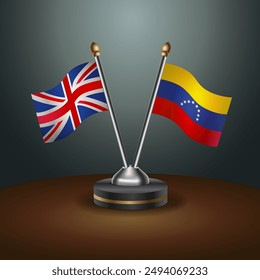 United Kingdom and Venezuela table flags mark the relationship on a gradient background