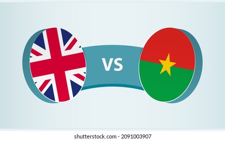 United Kingdom versus Burkina Faso, team sports competition concept. Round flag of countries.