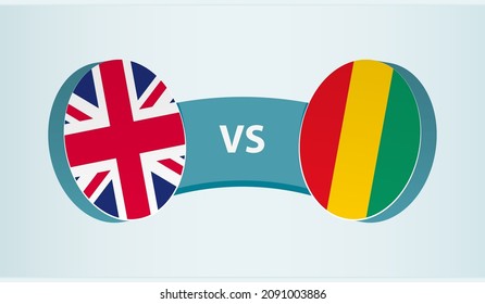 United Kingdom versus Guinea, team sports competition concept. Round flag of countries.