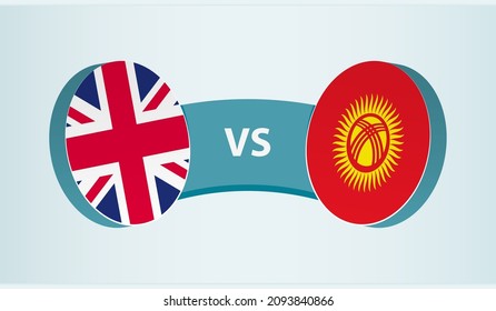 United Kingdom versus Kyrgyzstan, team sports competition concept. Round flag of countries.