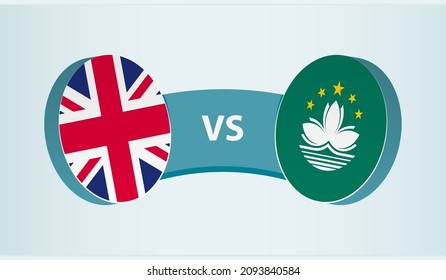 United Kingdom versus Macau, team sports competition concept. Round flag of countries.