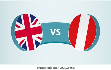 United Kingdom versus Peru, team sports competition concept. Round flag of countries.