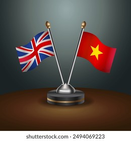 United Kingdom and Vietnam table flags mark the relationship on a gradient background