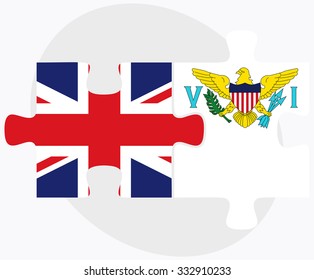 United Kingdom and Virgin Islands (U.S.) Flags in puzzle isolated on white background