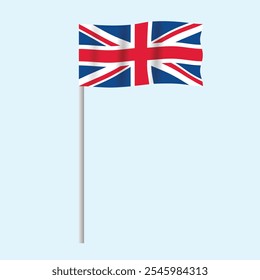 United Kingdom Wave Flag Red Blue Stripes Vector Illustration