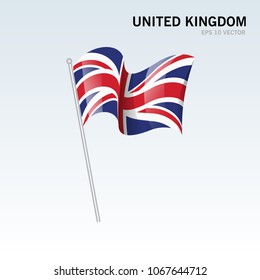 United Kingdom waving flag isolated on gray background