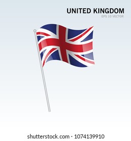 United Kingdom waving flag isolated on gray background