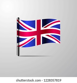 United Kingdom waving Shiny Flag design vector