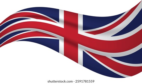 United Kingdom wavy flag, waving flag vector illustration