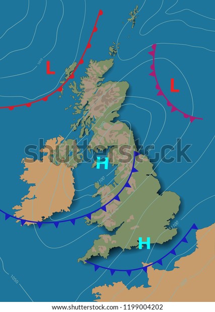 Image Vectorielle De Stock De Royaume Uni Carte Meteorologique De La Grande Bretagne