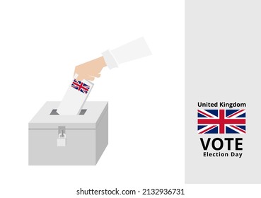 United Kingdom woman voter dropping ballots in the election box with national flag vector