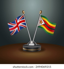 United Kingdom and Zimbabwe table flags mark the relationship on a gradient background