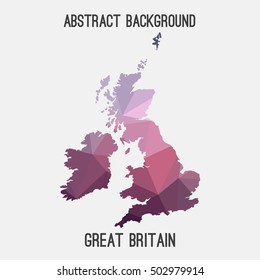 United Kingdome,Great Britain,UK,GB map in geometric polygonal,mosaic style.Abstract tessellation,modern design background,low poly. Vector illustration.