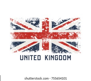 United Kingdoml t-shirt and apparel design with grunge effect. Vector print, typography, poster, emblem.