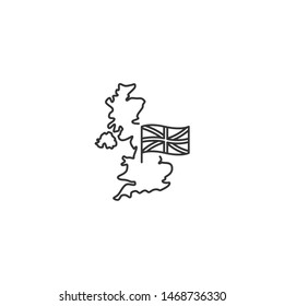 United Kingdom's UK map with flag - vector icon
