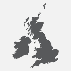 United Kingdom,UK,Great Britain Grey Map,border
