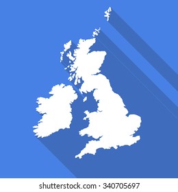 United Kingdom,UK,Great Britain map flat simple style with long shadow.