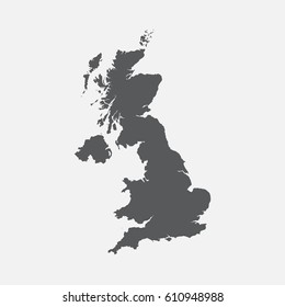 United Kingdom,UK,Great Britain,GB Grey Map,border. Vector Illustration