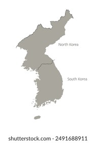 United Korea map. South and North Korea. 