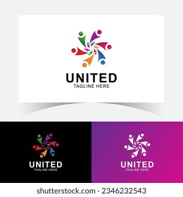 United Logo Design Template. Abstract People Symbol, Togetherness and Community Concept Design, Creative Hub, Social Connection Icon, Template and Logo Set. Unity Logo. Family Logo Design.