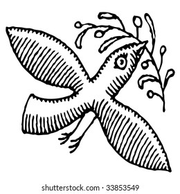 united nations bird is flying around hand drawing