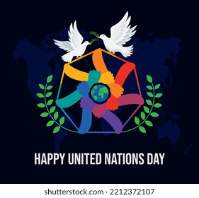 United Nations Day, 24th October, United Nations flag, Vector Design Template, Flag of the United Nations, for background, banner, card, poster, UN flag, October, un day, UN day social media post, UN