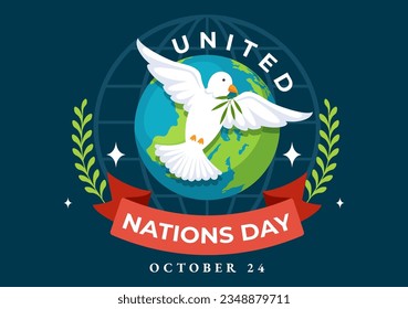 United Nations Day Celebration Vector Illustration on 24 October with People Public Service and Earth Background in Flat Cartoon Template