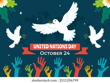 United Nations Day Celebration Vector Illustration on 24 October Featuring a Hand Holding the Earth to Public Service in a Flat Cartoon Background