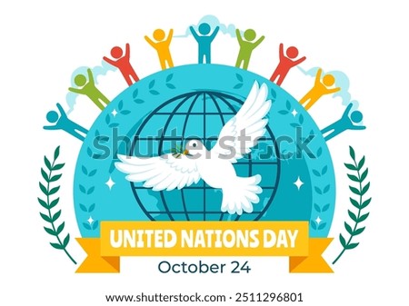 United Nations Day Celebration Vector Illustration on 24 October Featuring a Hand Holding the Earth to Public Service in a Flat Cartoon Background