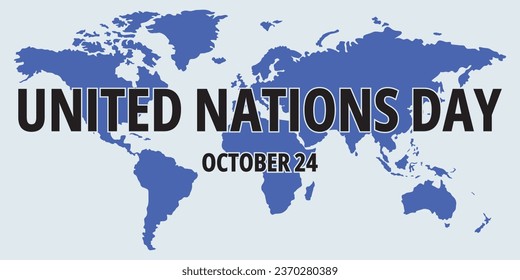 united nations day text with world map background